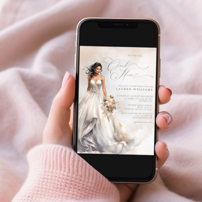 Dreamy Pastel She's On Cloud Nine Bridal Shower Invitation (Creator Uploaded)