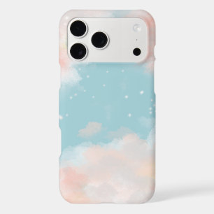 Dreamy Pastel Sky & Pink Clouds Watercolor