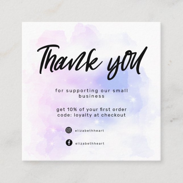 dreamy pastel sky splash business thank you card (Front)