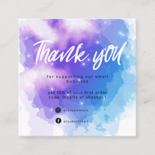 dreamy pastel sky splash business thank you card