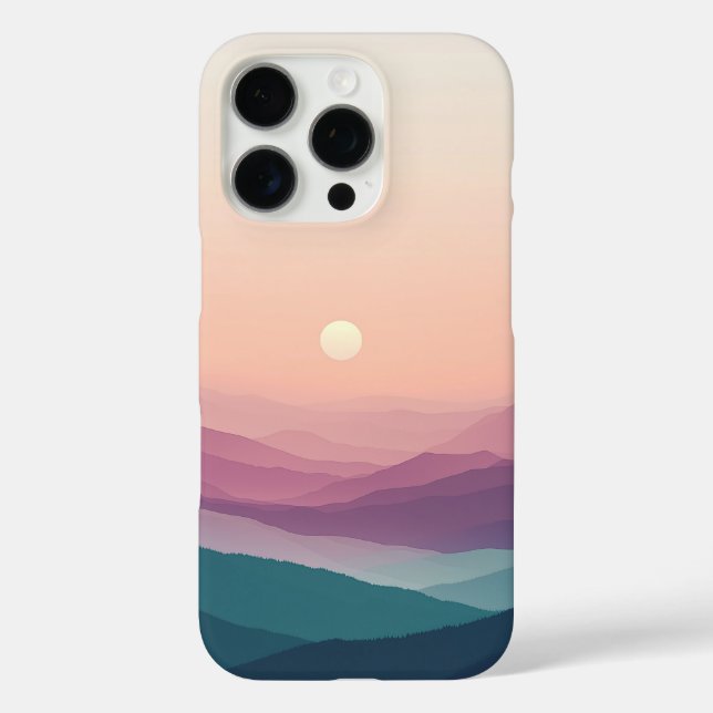 Dreamy Pastel Sunset Over Blue Mountains Minimalis Case-Mate iPhone Case (Back)