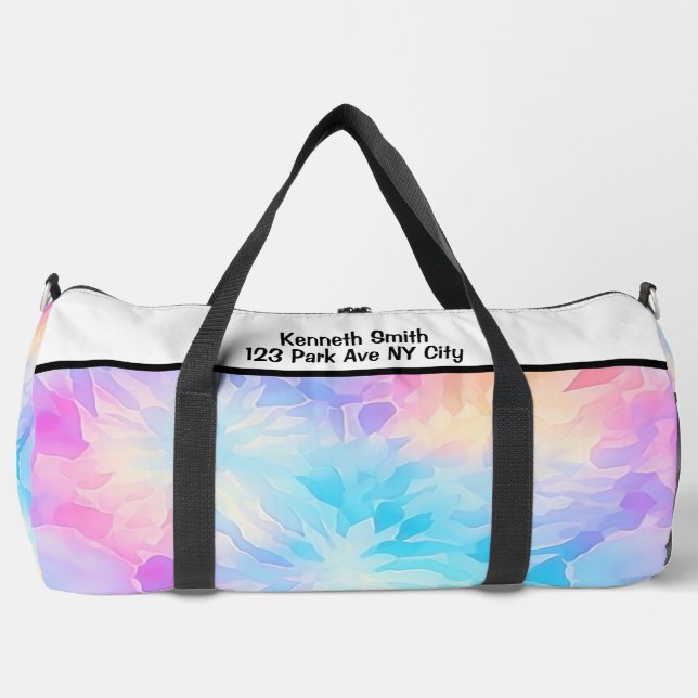 Dreamy Pastel Tie Dye Monogram Personal Getaway Duffle Bag (Front)