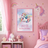 Dreamy Pastel Unicorn Magical Birthday Wall Art
