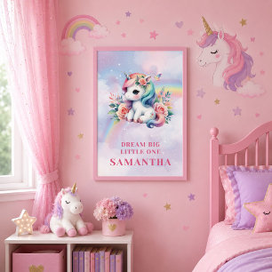 Dreamy Pastel Unicorn Magical Birthday Wall Art