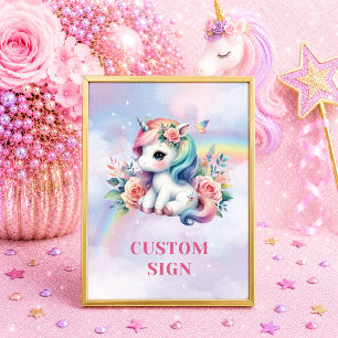 Dreamy Pastel Unicorn Magical Day Birthday Custom  Poster