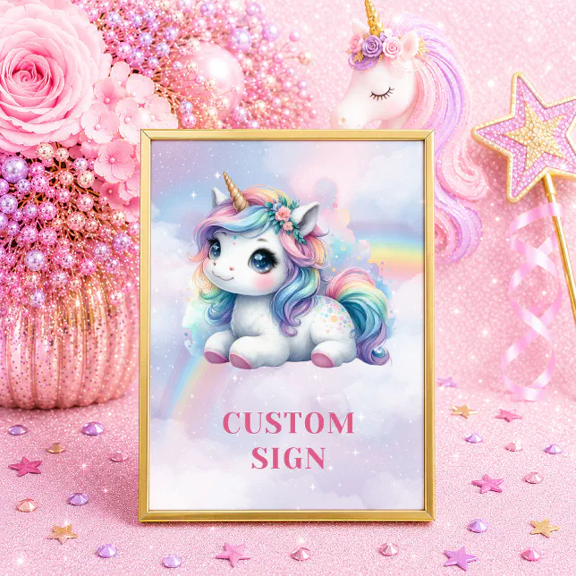 Dreamy Pastel Unicorn Magical Day Girl Birthday Si Poster | Zazzle