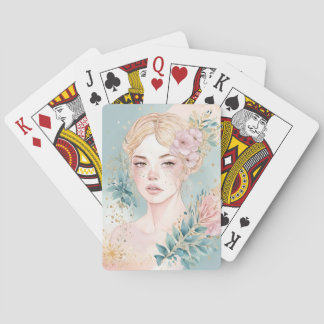 Dreamy Pastel Wall Art Woman Playing Cards