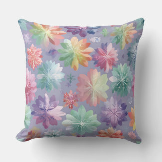 Dreamy Pastel Watercolor Floral Throw Pillow