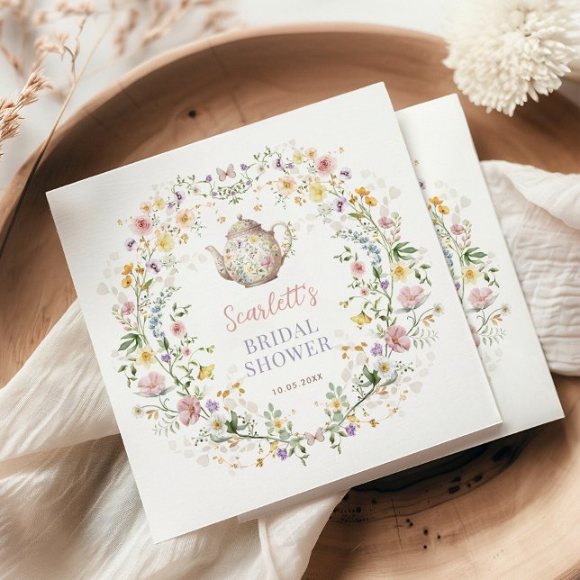 Dreamy Pastel Wildflower Bridal Shower Tea Party Napkin (Creator Uploaded)