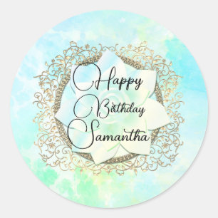 Dreamy Pastels Lotus Flower Personalised Classic Round Sticker
