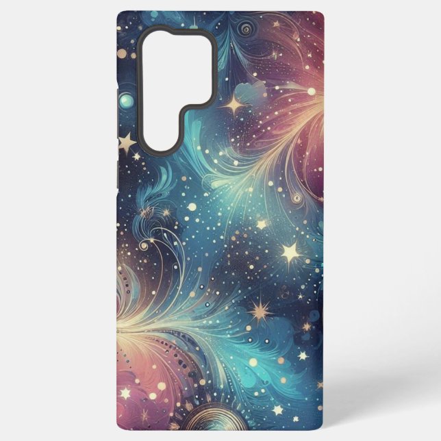 Dreamy pattern with galaxies & stars samsung galaxy s22 ultra case (Back)