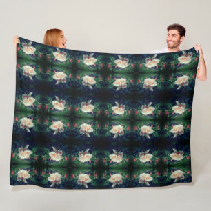 Dreamy Peach Rose And Buds Abstract  Fleece Blanket