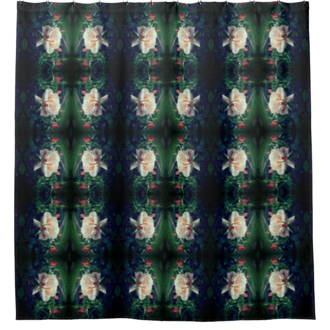 Dreamy Peach Rose And Buds Abstract Shower Curtain (Front)