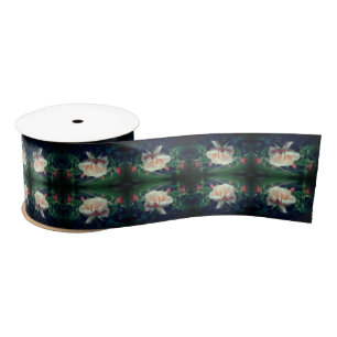 Dreamy Peach Rose And Buds Satin Ribbon
