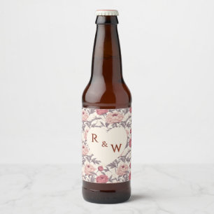 Dreamy Peonies Aesthetic Lakeside Wedding Beer Bottle Label