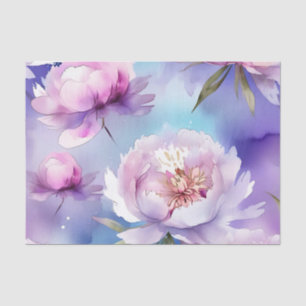 Dreamy Peonies on a Soft Lavender Watercolor Wash Tissue Paper