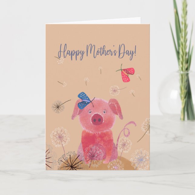 Dreamy Pig Mother's Day Card (Front)
