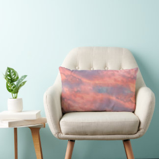 Dreamy Pink Aesthetic Sunset Clouds Lumbar Cushion