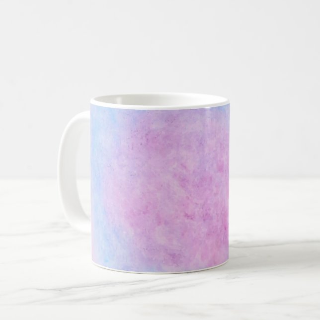 Dreamy Pink and Blue Watercolor Clouds Coffee Mug (Front Left)
