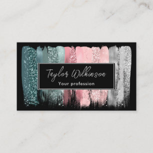 Dreamy Pink and Green Brush Strokes Business Card