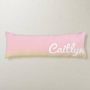 Dreamy Pink And Yellow Ombre White Name Teen Tween Body Cushion