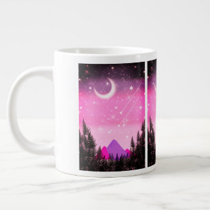 Dreamy Pink Celestial Night Forest Large Coffee Mug