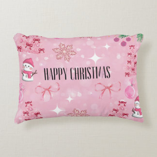 Dreamy Pink Christmas Pillow, Soft Girl Holiday❤️ Decorative Cushion