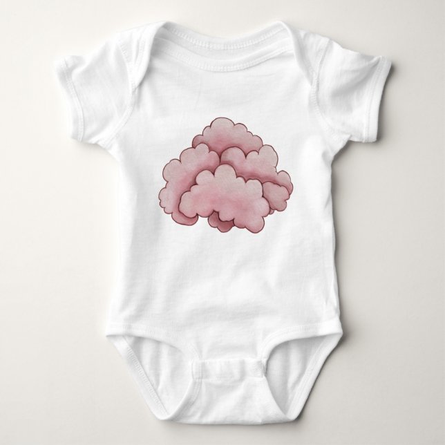 Dreamy Pink Clouds Design - Soft and Whimsical Baby Bodysuit (Front)