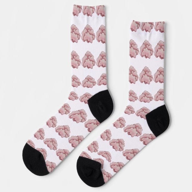 Dreamy Pink Clouds Design - Soft and Whimsical Socks (Left)