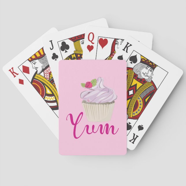 Dreamy Pink Cupcake with Raspberry Yum! Playing Cards (Back)