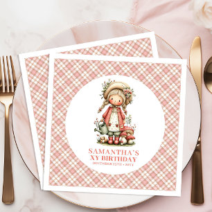 Dreamy Pink Fairy Blush Flowers 1st Birthday   Napkin