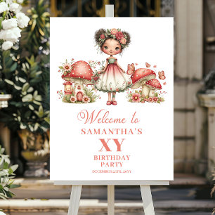 Dreamy Pink Fairy Floral Birthday Welcome Sign