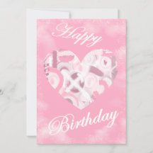 Dreamy Pink Heart Happy Birthday Day Card