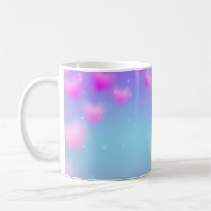 Dreamy Pink Hearts & Sparkles Pastel Backgr Coffee Mug