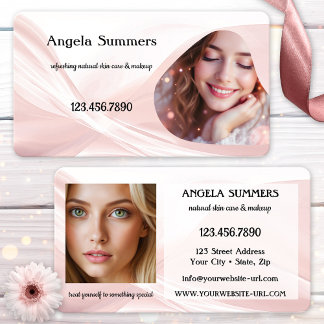 Dreamy Pink Natural Beauty Makeup Artist Business Card