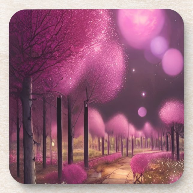 Dreamy Pink Nightscape Coaster (Front)
