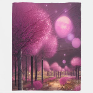 Dreamy Pink Nightscape Fleece Blanket