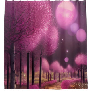 Dreamy Pink Nightscape Shower Curtain