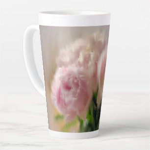 Dreamy Pink Peonies in White Vase Latte Mug