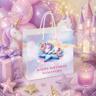 Dreamy Pink Purple Unicorn Girl Birthday Gift Bag