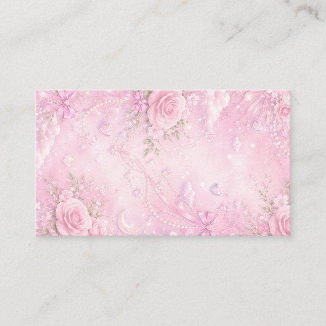 Dreamy Pink Rose Floral Pearls Bows Sparkles Enclosure Card (Front)
