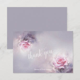 Dreamy Pink Rose on Dusty Lilac Thank You Card