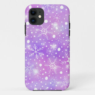 Dreamy Pink Snowflakes and Stars Christmas iPhone 11 Case