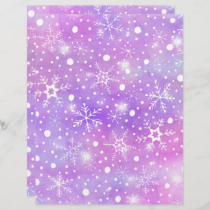 Dreamy Pink Snowflakes and Stars Scrapbook Paper 