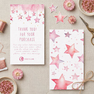 Dreamy pink stars thank you enclosure card