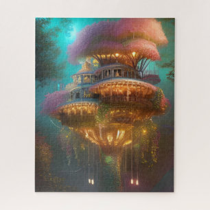 Dreamy Pink Treehouse Digital Art  Jigsaw Puzzle