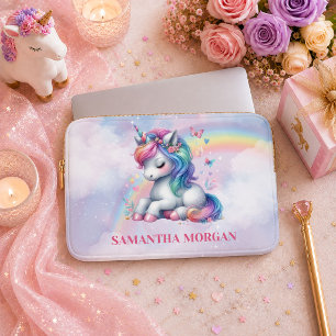 Dreamy Pink Unicorn Magical Day Laptop Sleeve