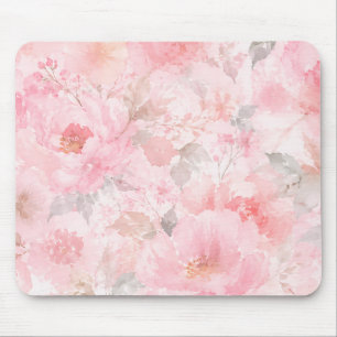 Dreamy Pink Watercolor Garden Mouse Pad