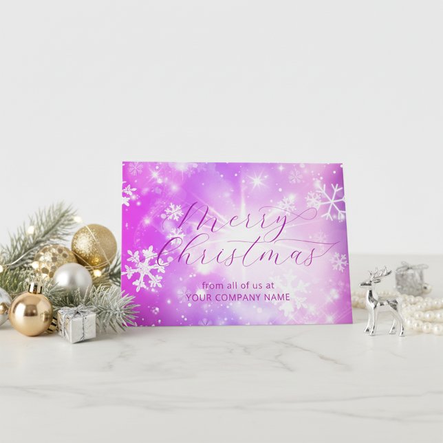 Dreamy Pink Winter Wonderland Business Christmas Card (Creator Uploaded)