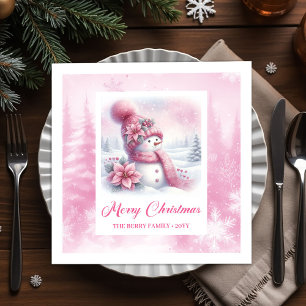 Dreamy Pinkmas Christmas Napkins Winter Forest Kid